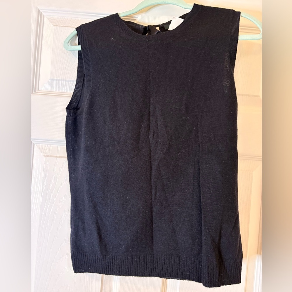 J. Crew Black Wool-Cashmere Blend Sleeveless Sweater